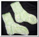 Handgestrickte Kuschel - Socken Gr 26/27 gr�n/wei�