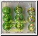 8  Stk. 12mm Silberf.-snowflake Lampwork d.-gr�n  S-027